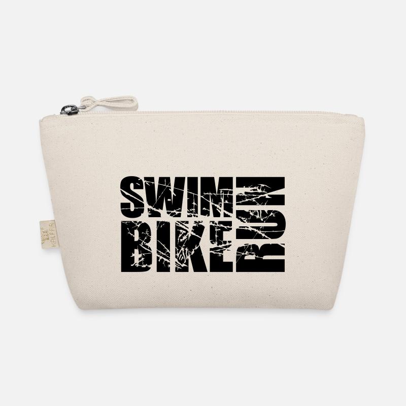 kratzer risse stempel swim bike run text logo tria - Bio-Täschchen - Natur