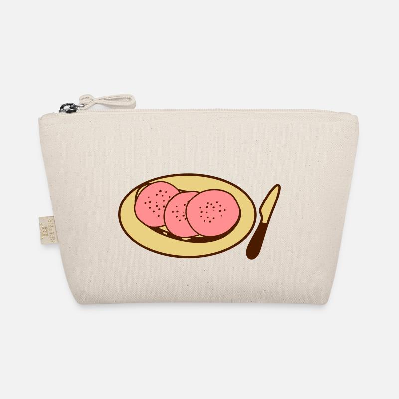 teller messer salami wurstbrot lyoner scheiben fle Bio-Täschchen