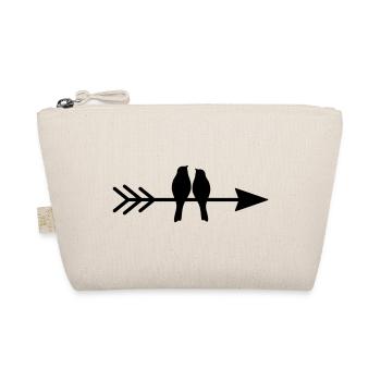 Couple oiseaux oiseaux sur flèche cadeau amour - Trousse biologique - nature - Devant