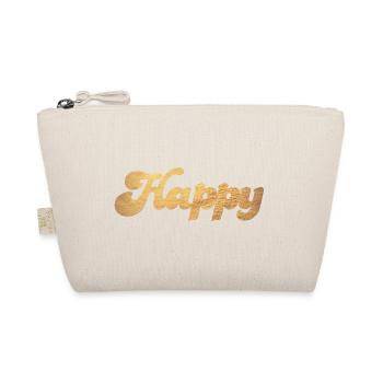 Happy Gold Squiggles Cursive Happiness Quotes - Organic Pouch - nature - Front