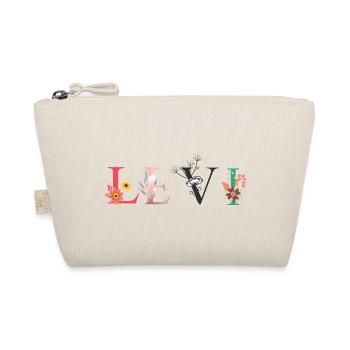 LEVI Name Art With Flowers Embroidered - Organic Pouch - nature - Front