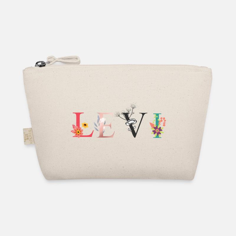 LEVI Name Art avec des fleurs brodées Trousse biologique