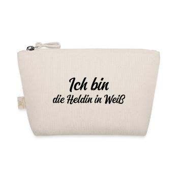 Ich bin die Heldin in Weiß - Bio-Täschchen - Natur - Vorne