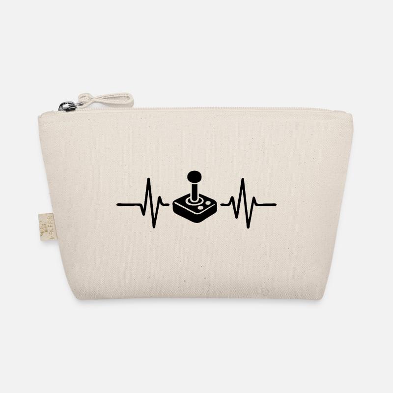 Heartbeat Gamer, Game Controller Line Art Design Organic Pouch