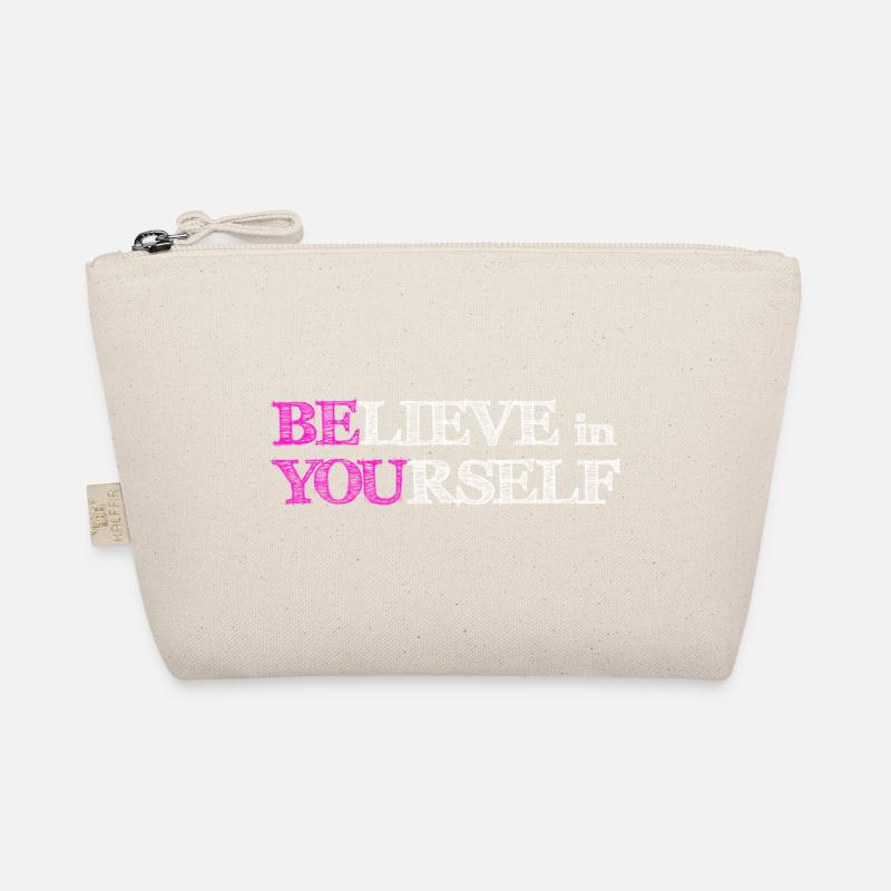 Believe In Yourself - Pink Scribble White Organic Pouch