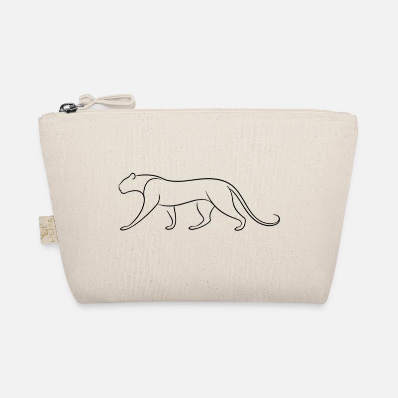 Silhouette de léopard silencieux en lignes minimalistes et fluides Trousse biologique