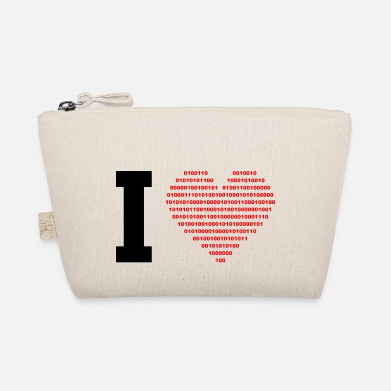 I LOVE - Binary heart - digital - black Organic Pouch