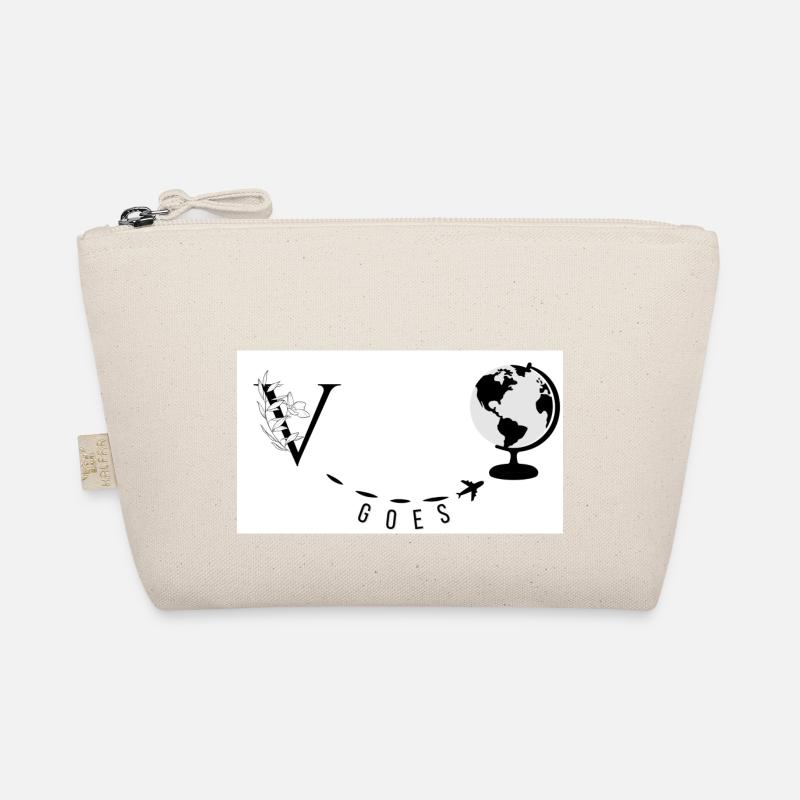 "V" Reise Print Personalisiert - Bio-Täschchen - Natur