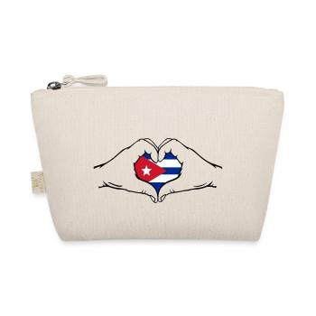 Cuba Flag Hands Heart Shape - Organic Pouch - nature - Front