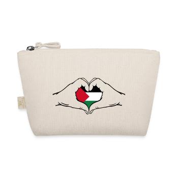 Palestine Flag Hands Heart Shape - Organic Pouch - nature - Front