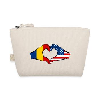 Romania USA heart shape with hands - Organic Pouch - nature - Front