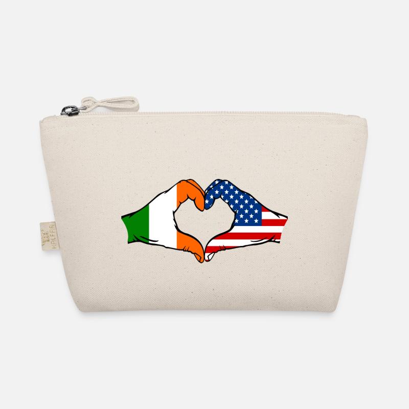 Irland USA Herzform mit Hände - Bio-Täschchen - Natur