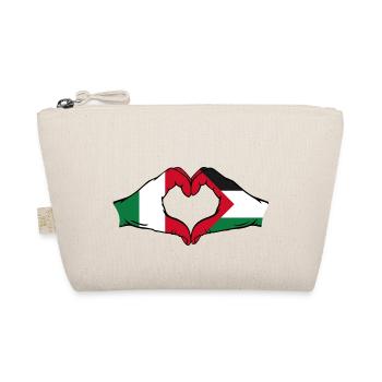 Italy Palestine heart shape with hands - Organic Pouch - nature - Front