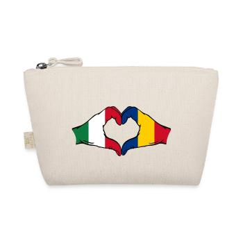 Italy Romania heart shape with hands - Organic Pouch - nature - Front