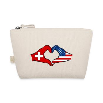 Switzerland USA heart shape with hands - Organic Pouch - nature - Front