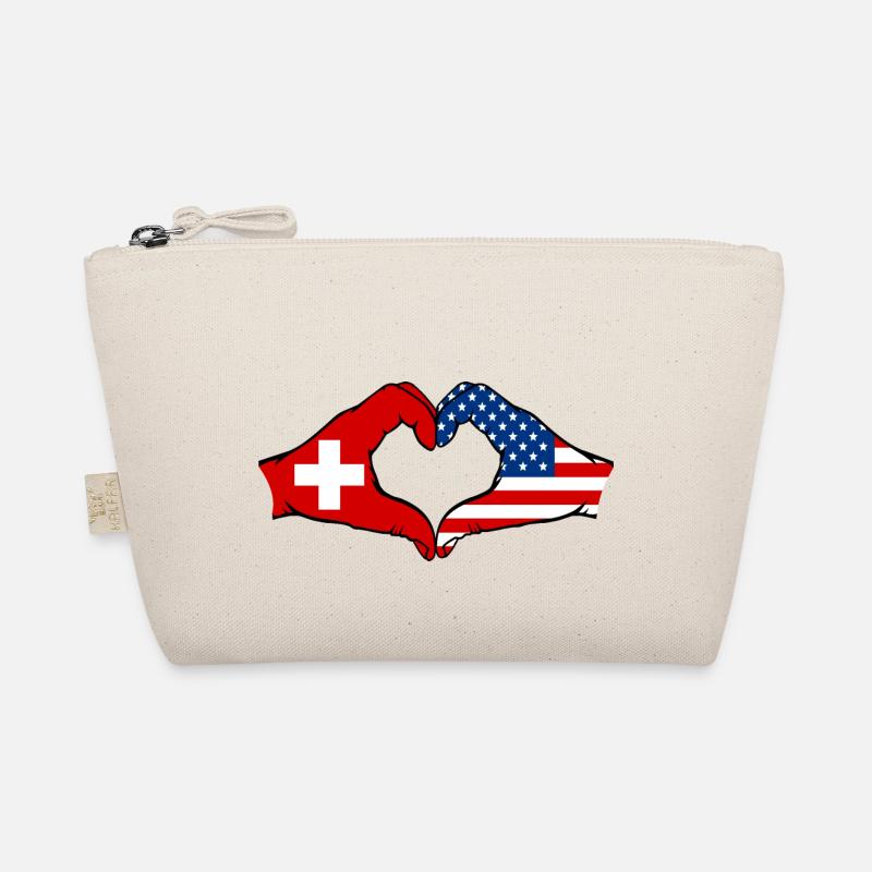 Schweiz USA Herzform mit Hände Bio-Täschchen