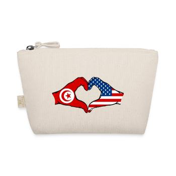 Tunisia USA heart shape with hands - Organic Pouch - nature - Front