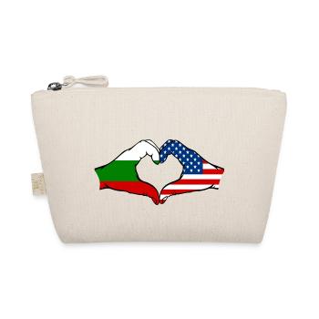 Bulgaria USA heart shape with hands - Organic Pouch - nature - Front