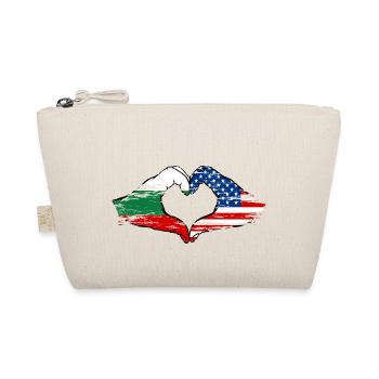 Bulgaria USA heart shape with hands used - Organic Pouch - nature - Front