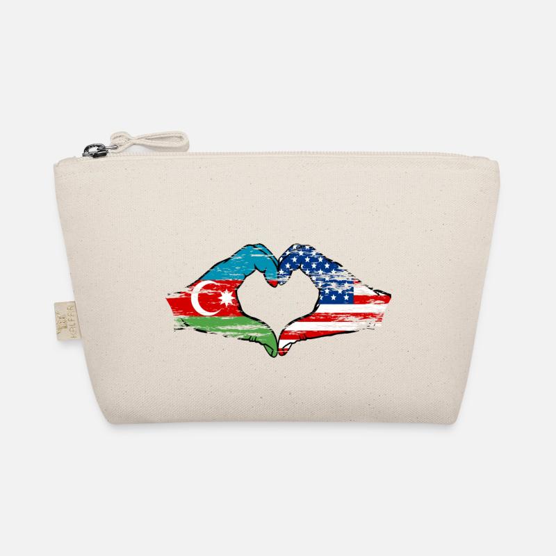 Azerbaijan USA Heart Shape with Hands Used Organic Pouch