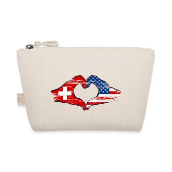 Switzerland USA heart shape with hands used - Organic Pouch - nature - Front