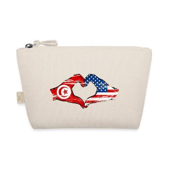 Tunisia USA heart shape with hands used - Organic Pouch - nature - Front