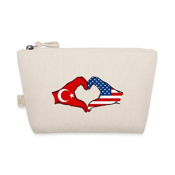 Türkiye USA heart shape with hands - Organic Pouch - nature - Front