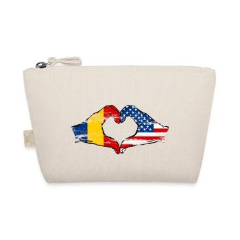 Romania USA heart shape with hands used - Organic Pouch - nature - Front