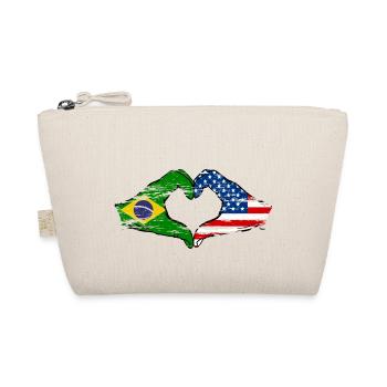 Brazil USA heart shape with hands used - Organic Pouch - nature - Front