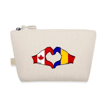 Canada Romania Heart Shape with Hands - Organic Pouch - nature - Front