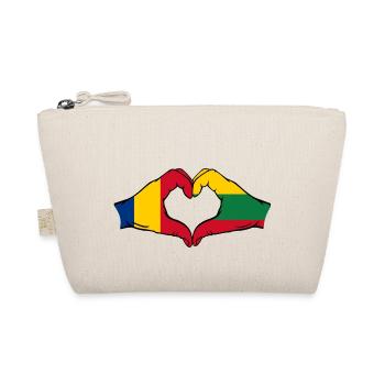 Romania Lithuania Heart Shape with Hands - Organic Pouch - nature - Front