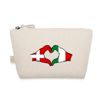 Denmark Italy Heart Shape with Hands - Organic Pouch - nature - Front