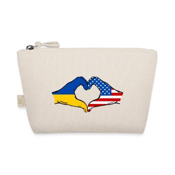 Ukraine USA Heart Shape with Hands - Organic Pouch - nature - Front