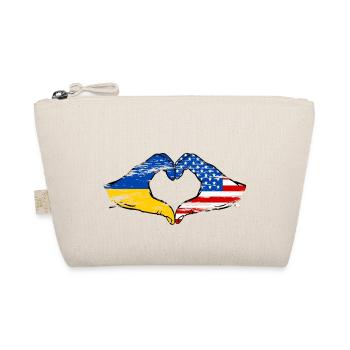 Ukraine USA Heart Shape with Hands Used - Organic Pouch - nature - Front