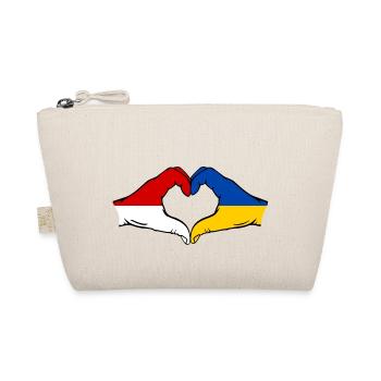 Indonesia Ukraine Heart Shape with Hands - Organic Pouch - nature - Front