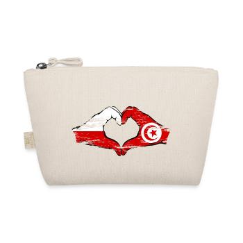 Poland Tunisia Heart Shape with Hands Used - Organic Pouch - nature - Front