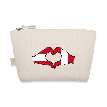 Austria Peru Flag Hands Heart Shape - Organic Pouch - nature - Front