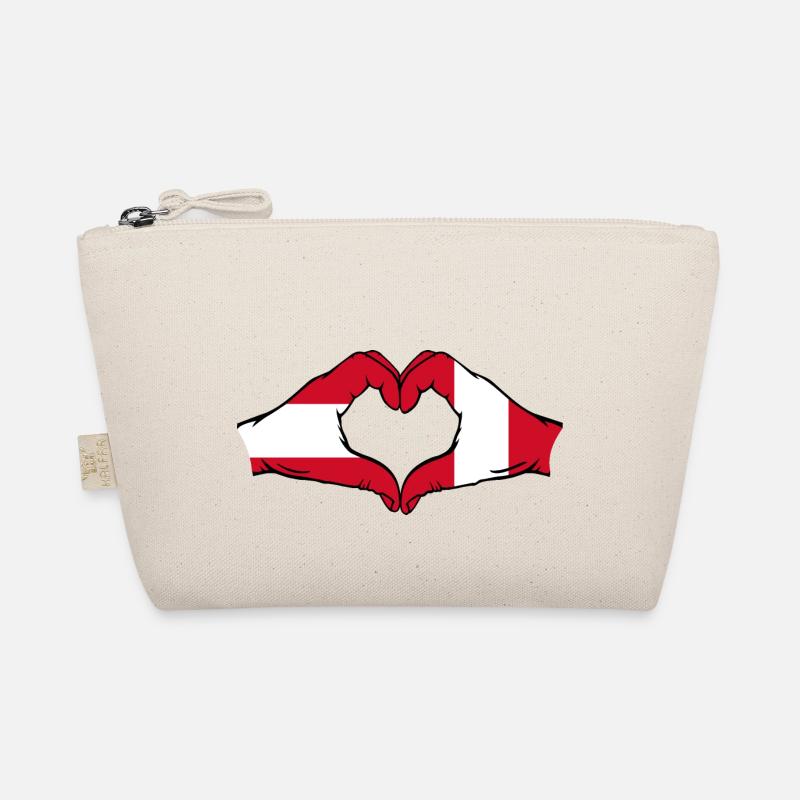 Austria Peru Flag Hands Heart Shape Organic Pouch
