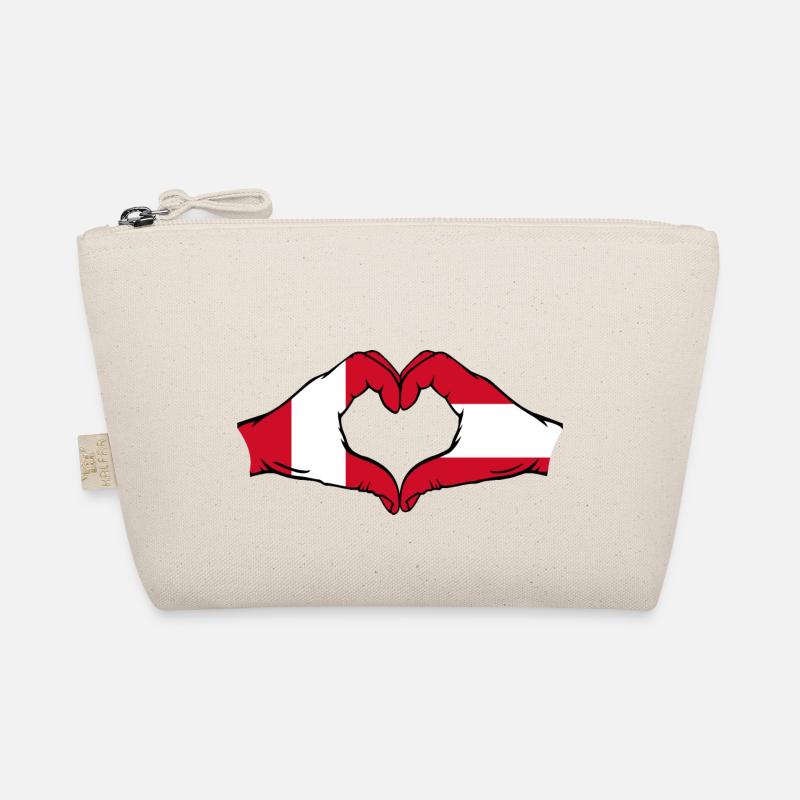 Peru Austria Flag Hands Heart Shape Organic Pouch