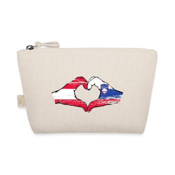 Austria Slovenia Flag Hands Heart Shape Used - Organic Pouch - nature - Front