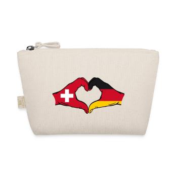Switzerland Germany Flag Hands Heart Shape - Organic Pouch - nature - Front