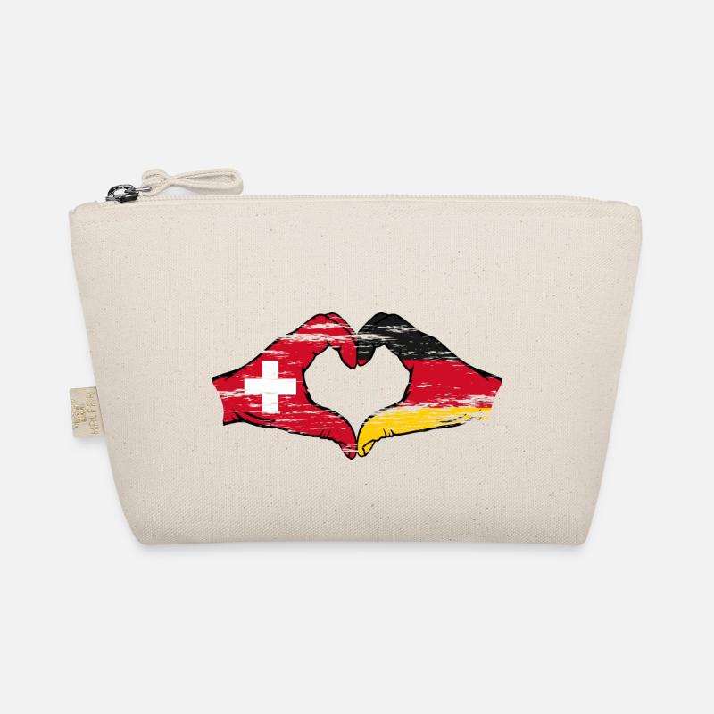 Switzerland Germany Flag Hands Heart Shape used Organic Pouch
