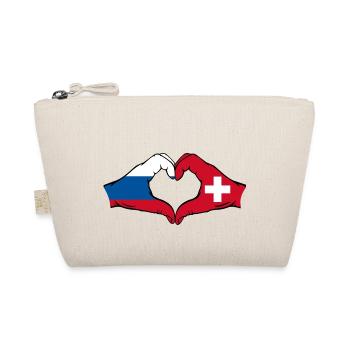 Russia Switzerland Flag Hands Heart Shape - Organic Pouch - nature - Front