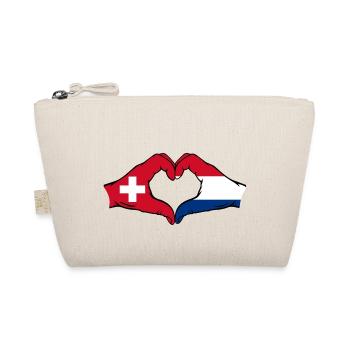 Switzerland Holland Flag Hands Heart Shape - Organic Pouch - nature - Front