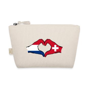 Holland Switzerland Flag Hands Heart Shape - Organic Pouch - nature - Front