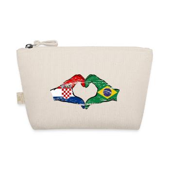 Croatia Brazil Flag Hands Heart Shape Used - Organic Pouch - nature - Front