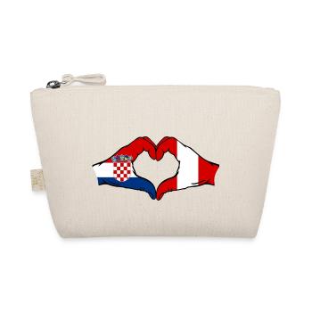 Croatia Peru Flag Hands Heart Shape - Organic Pouch - nature - Front