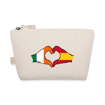 Ireland Spain Flag Hands Heart Shape - Organic Pouch - nature - Front