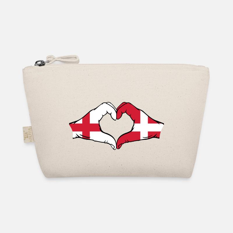 Angleterre Danemark Drapeau Mains Coeur Forme Trousse biologique