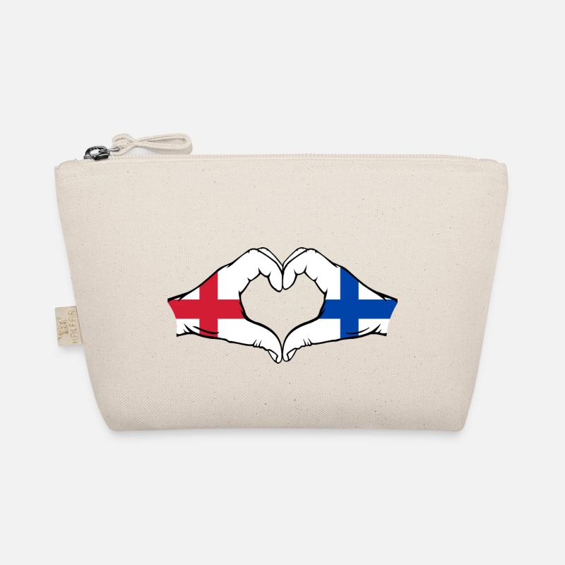 Angleterre Finlande Drapeau Mains Coeur Forme Trousse biologique